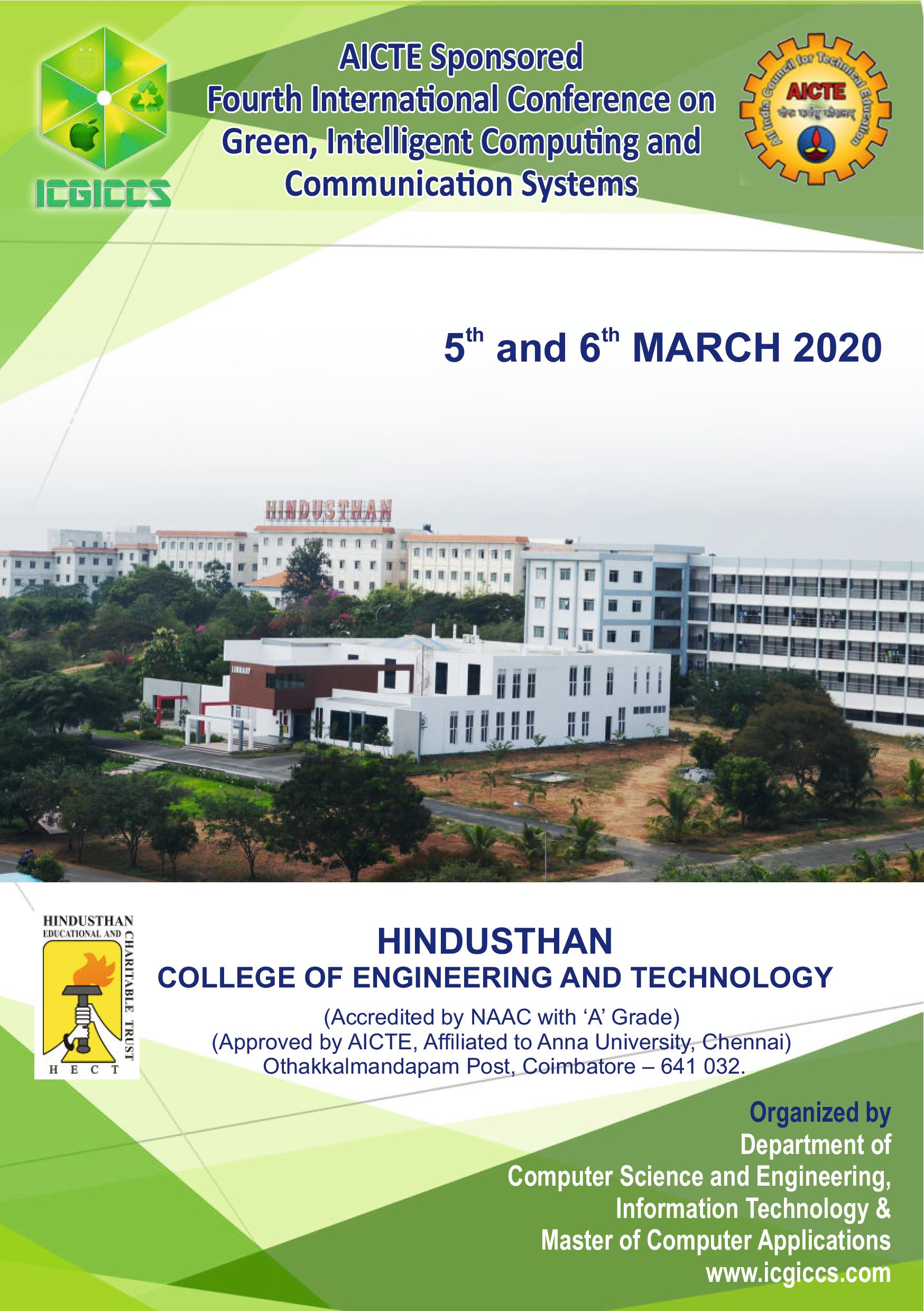 AICTE Sponsored International Conference on Green, Intelligent Computing and Communication Systems ICGICCS 2020